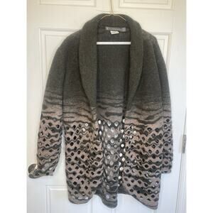 Alton Gray women’s Wool Open front Sweater Cardigan Sz M Lagenlook Boho Artsy
